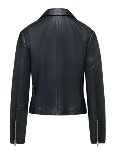 Bomboogie Leather Jacket In Blue