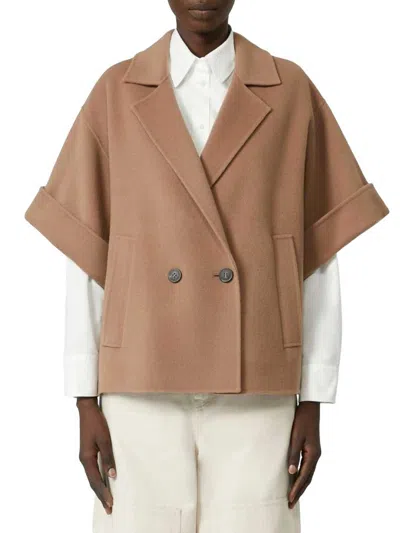 Weekend Max Mara Coat Double-breasted Front Pockets In Brown