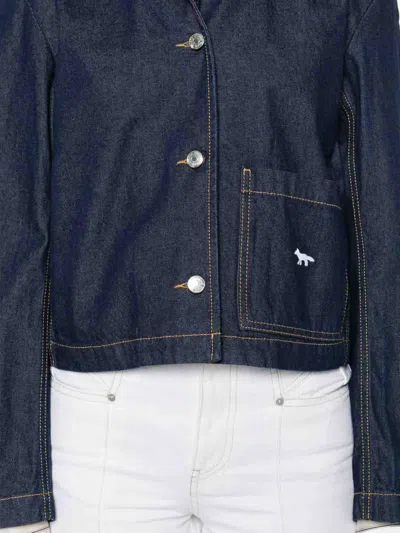 Maison Kitsuné Woman Denim Outerwear Blue Size S Cotton In Blue