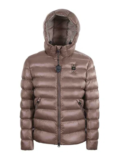 Blauer Quilted Ripstop Nylon Jacket In Brown
