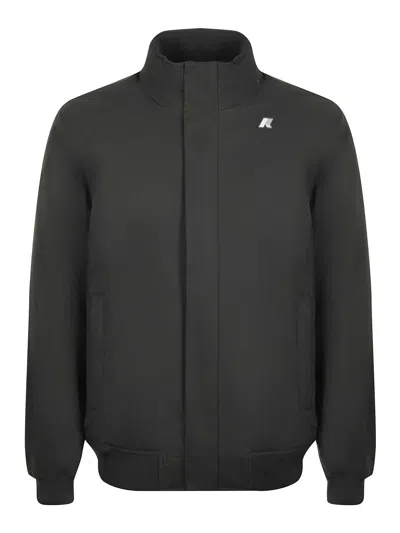 K-way Padded Short Jacket High Neck Ribbed Cuffs In Green