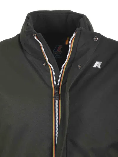 K-way Padded Short Jacket High Neck Ribbed Cuffs In Green