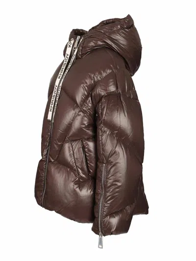 Khrisjoy Iconic Milano Puffer In Shiny Nylon Coats Brown In Brown