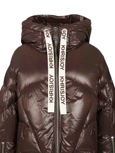 Khrisjoy Iconic Milano Puffer In Shiny Nylon Coats Brown In Brown