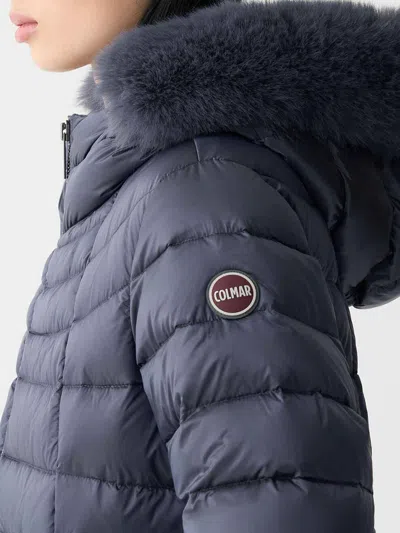 Colmar Originals A-line Down Jacket With Faux Fur In Purple