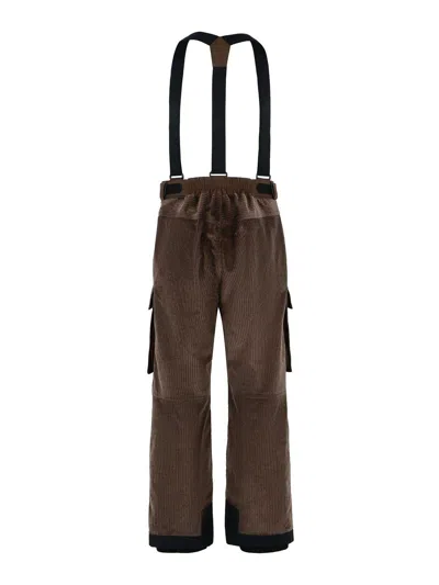Moncler Corduroy Padded Ski Trousers In Brown