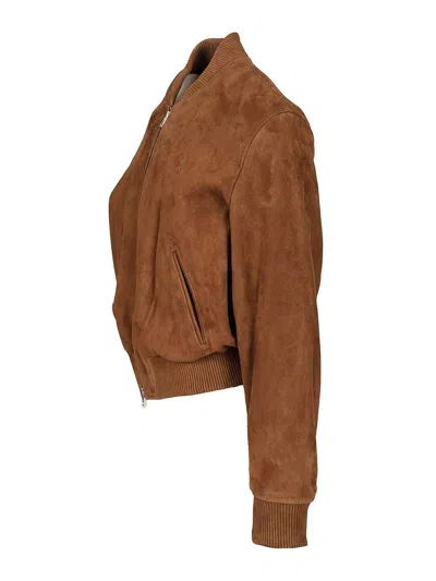 Ami Alexandre Mattiussi Goat Suede Jacket In Brown