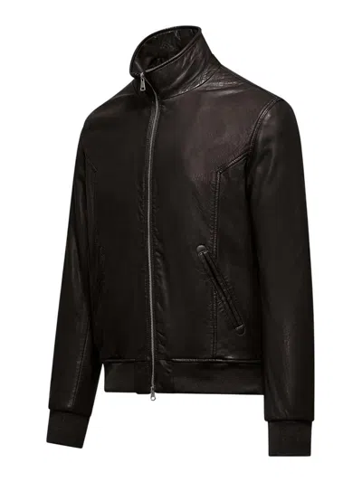 Bomboogie Leather Jacket In Brown