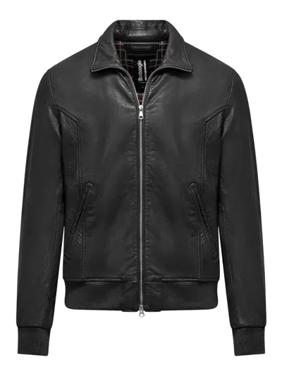 Bomboogie Leather Jacket In Black