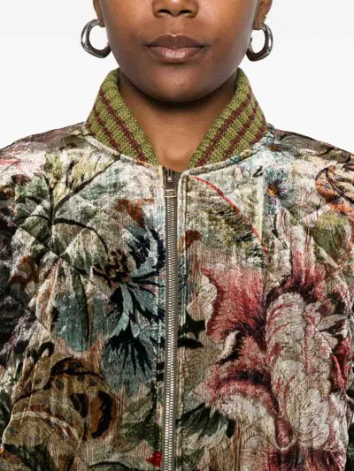 Pierre-louis Mascia Printed Silk Blend Bomber Jacket In Sand
