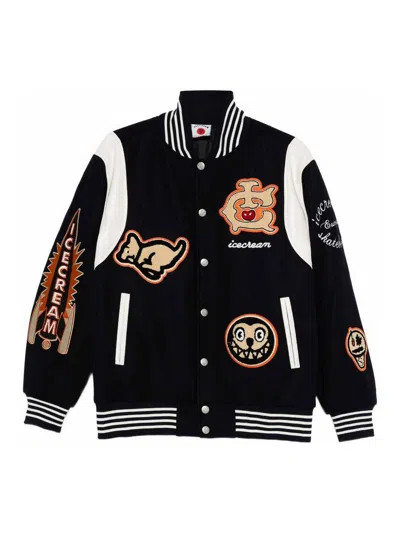 Icecream Navy Blue Collegiate Patch Varsity Jacket In Multi