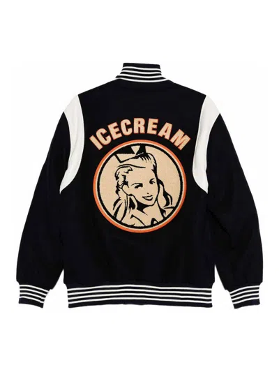 Icecream Navy Blue Collegiate Patch Varsity Jacket In Multi