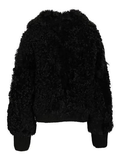 Numero Otto Shearling Bomber Jacket In Black