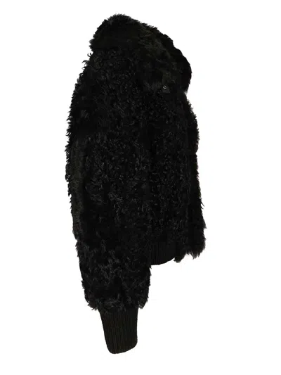 Numero Otto Shearling Bomber Jacket In Black