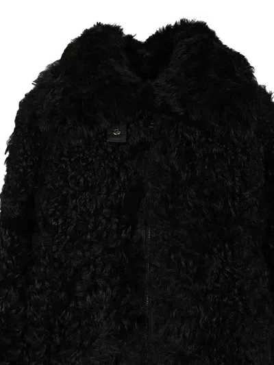 Numero Otto Shearling Bomber Jacket In Black