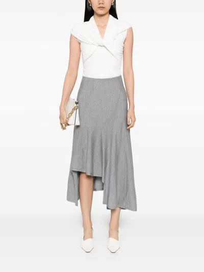 Khaite Miranda Wool Midi Skirt In Gray