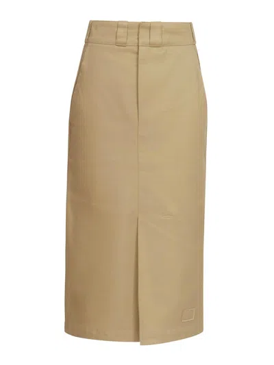 Maison Margiela Cotton Blend Midi Skirt In Brown