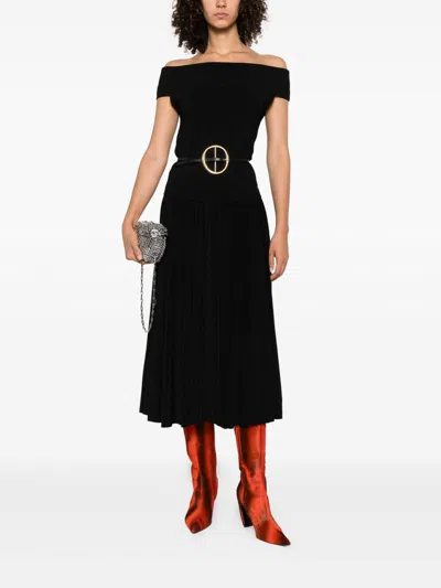 Norma Kamali Pleated Midi Skirt In Black