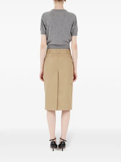 Maison Margiela Cotton Blend Midi Skirt In Brown