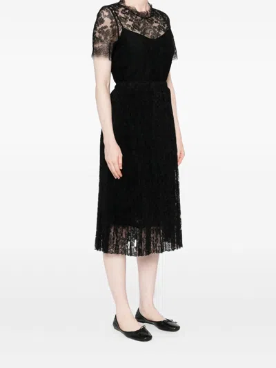 Ermanno Scervino Midi Skirt With Lace Overlay Design In Black