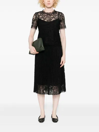 Ermanno Scervino Midi Skirt With Lace Overlay Design In Black