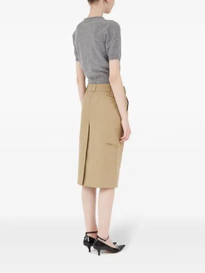 Maison Margiela Cotton Blend Midi Skirt In Brown