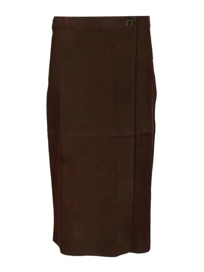 P.a.r.o.s.h Gonna Midi Aderente Skirts Brown In Brown