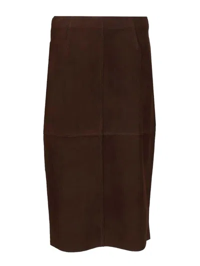 P.a.r.o.s.h Gonna Midi Aderente Skirts Brown In Brown