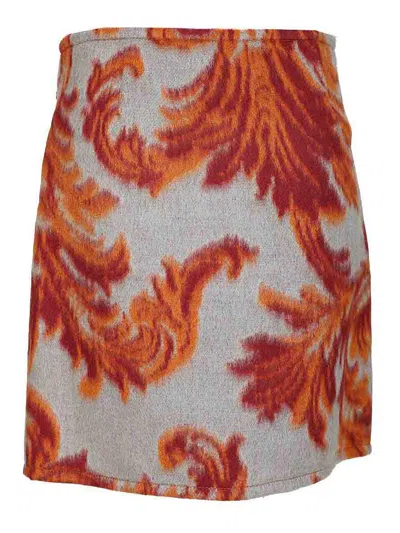 Etro Floral Wrap Mini Skirt Decorative Button In Multi