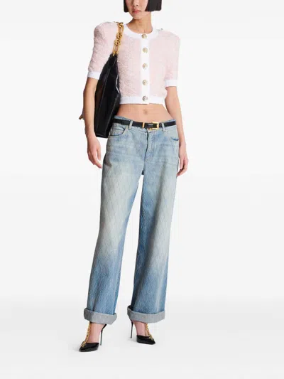 Balmain Tweed Cardigan In Nude