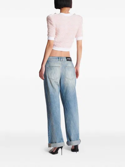 Balmain Tweed Cardigan In Nude