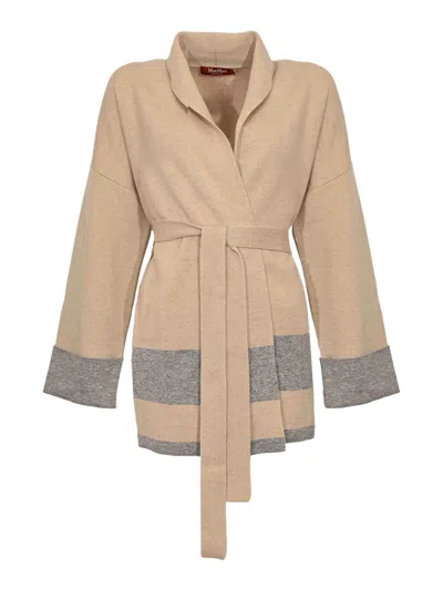 Max Mara Gentile Cardigan In Wool And Cashmere In Brown