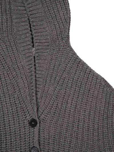 Stella Mccartney Wool Hooded Cardigan In Gray