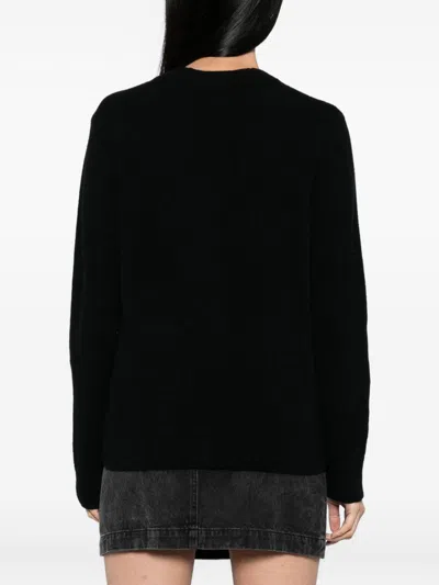 Maison Kitsuné Baby Fox Wool Cardigan In Black