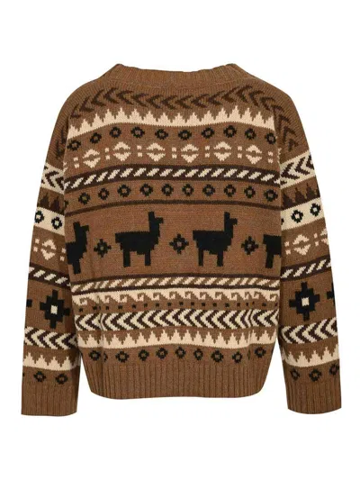 Weekend Max Mara Ovatta Cardigan In Alpaca And Wool Jacquard In Brown