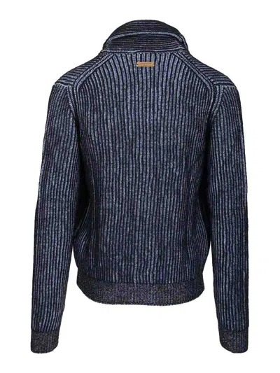 Jacob Cohen English Knit Cardigan In Blue