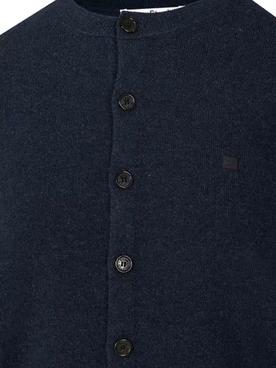 Acne Studios Crew Neck Wool Cardigan In Black