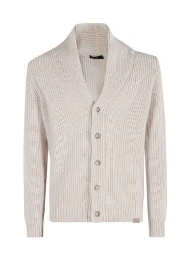 Fay Shawl Neck Cardigan F7 In Neutral