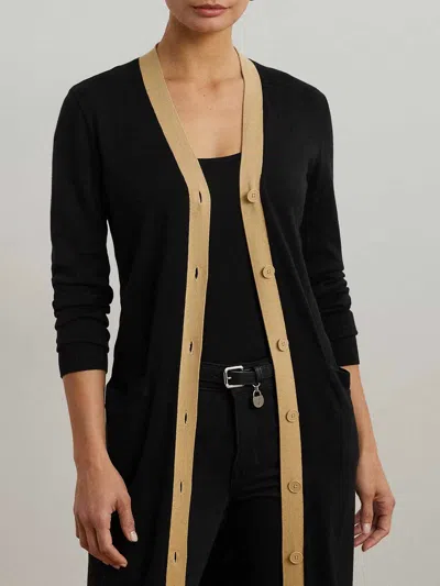 Ralph Lauren Hejaji-long Sleeve-cardigan In Black
