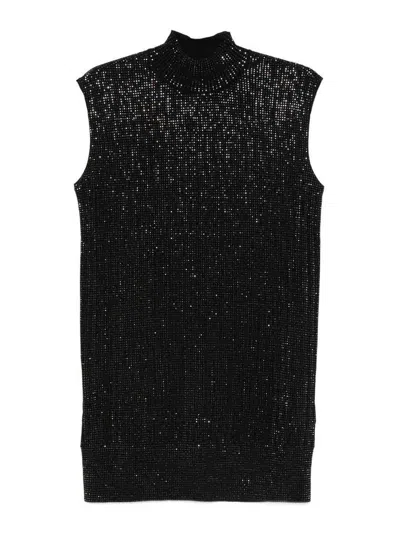 Emporio Armani Wool Blend Mini Dress In Black