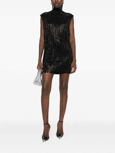 Emporio Armani Wool Blend Mini Dress In Black