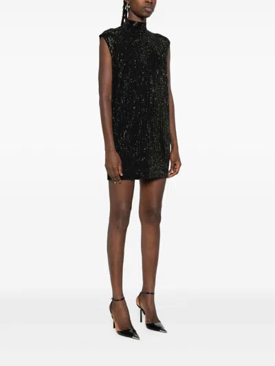 Emporio Armani Wool Blend Mini Dress In Black