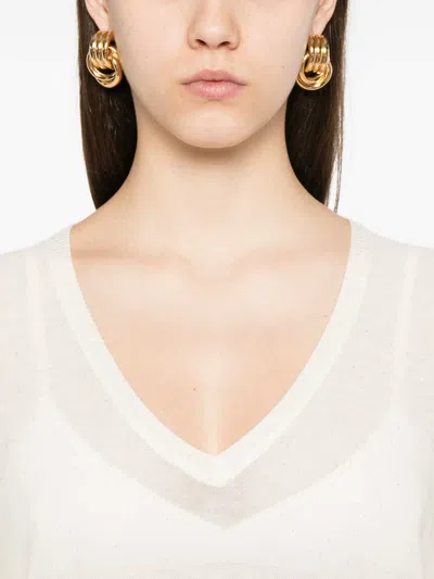 Fabiana Filippi Wool V-necked Sweater In White