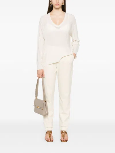 Fabiana Filippi Wool V-necked Sweater In White