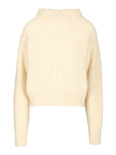 Isabel Marant Solid Color Thick Knitted Sweater In Neutral