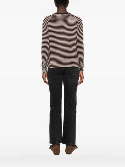 Base Striped Wool Sweater In Brown