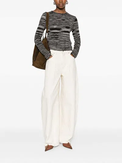 Missoni Wool Blend Crewneck Sweater In Brown