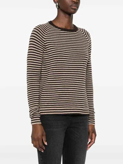 Base Striped Wool Sweater In Brown