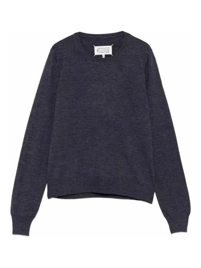 Maison Margiela Lightweight Wool Crewneck Long Sleeve Sweater In Blue