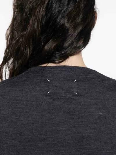 Maison Margiela Lightweight Wool Crewneck Long Sleeve Sweater In Blue